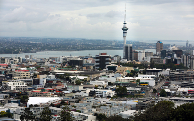 Auckland CBD view from Mount Eden summit.