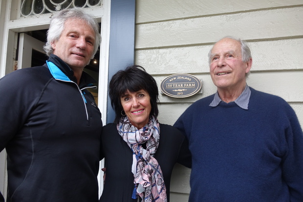 Jeremy Cooper (left), Nikki Cooper and Richard Raine are striving to keep Nelson's Oaklands farm in the family.