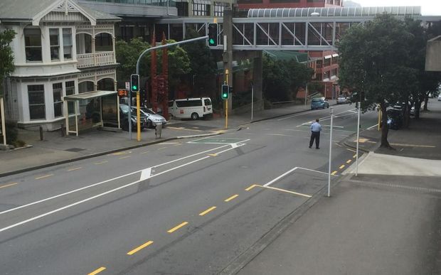 Police shut down the street outside the Victoria University campus building which was the target of a bomb threat.
