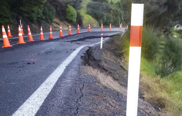 A slip has partly closed State Highway 25 south of Coromandel Town. (Photo:NZTA)