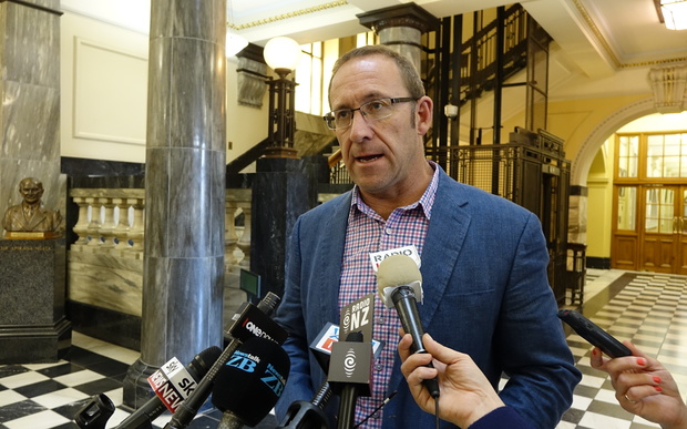 Labour leader Andrew Little at today's stand-up at Parliament.