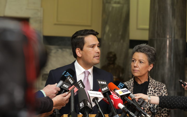 Simon Bridges addresses the media after Jami-Lee Ross has released a recording of their speech.
