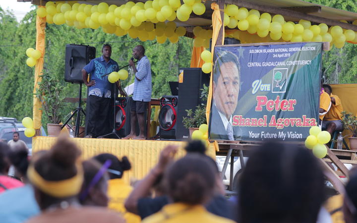 Supporters of Central Guadalcanal MP Peter Shanel Agovaka at a rally days out from the National General Election. 31 March 2019
