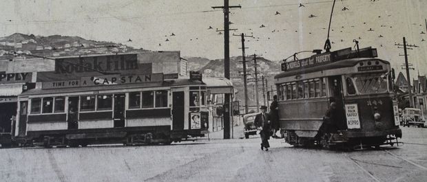 Trams Double Saloon and Fiducia trams in post war Kilbirnie