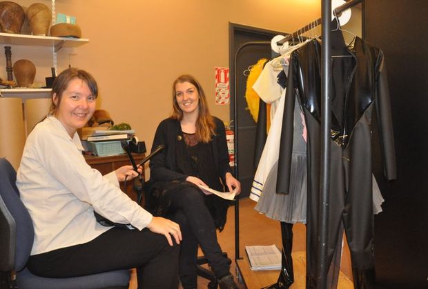 Lynn Freeman interviewing Esther Lofley in the RNZB wardrobe