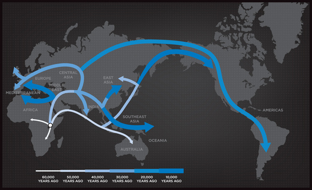 Geno Human Migration Map Courtesy of National Geographic