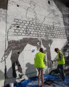 Painting a mural in Mt Cook