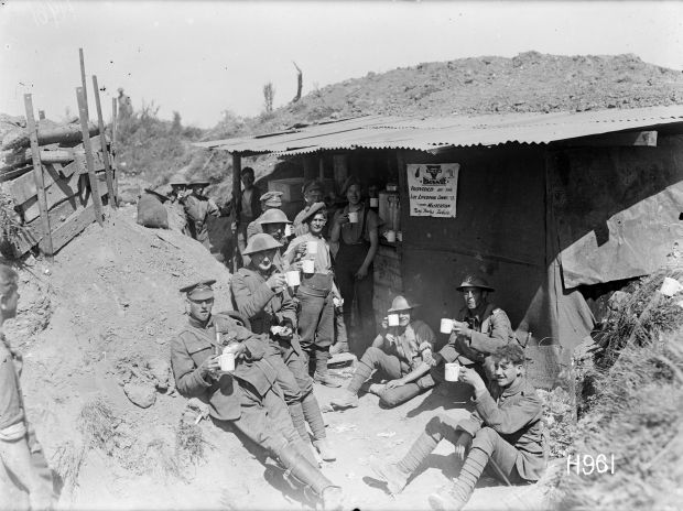 Soldiers in the trenches during WW1