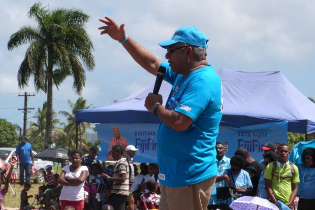 Fiji First Leader Frank Bainimarama addressing rally