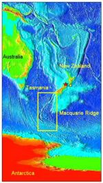 Map showing the location of Macquarie Ridge. 
