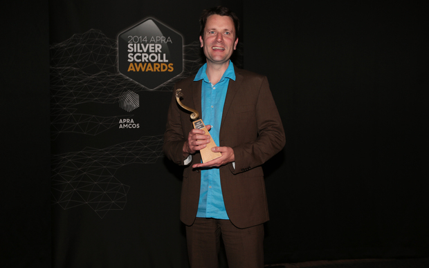 Michael Norris accepts the Soundz Contemporary Award for his song Inner Phases at the Silver Scroll Awards Photo RNZ Diego Opatowski
