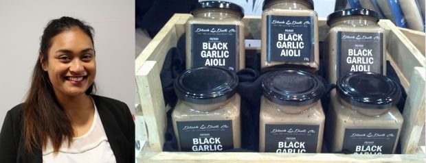 Noatia Atiana and jars of black garlic aioli