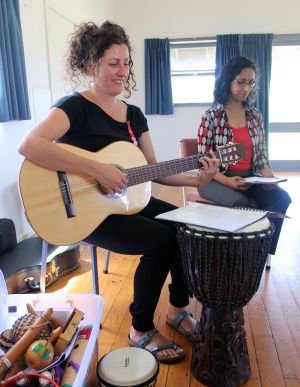 Music therapist Sophie Buxton and Mallika Krishnamurthy from the Grief Centre
