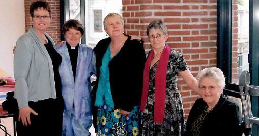Reverend Vicki Terrell at her ordination at Auckland Anglican Cathedral in November with friends from left Carolyn Wadsworth Robyn Hunt Wendi Wicks and Pam Cook