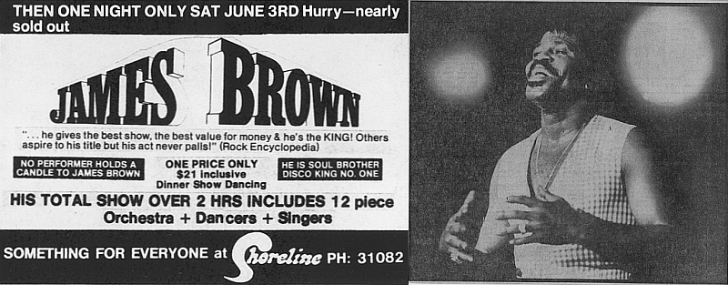 James Brown poster advertising Auckland show.