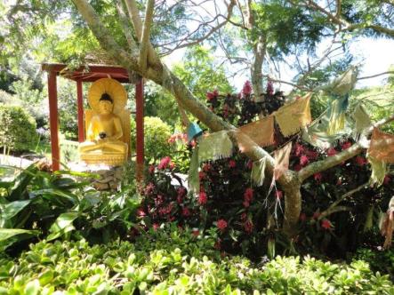 Buddha in garden Dorje Chang Institute Auckland