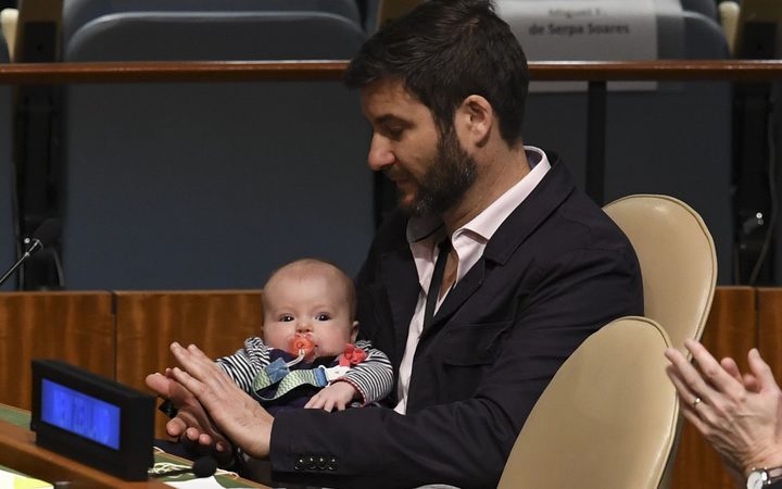 Image result for Jacinda Ardern makes history with baby Neve at UN general assembly