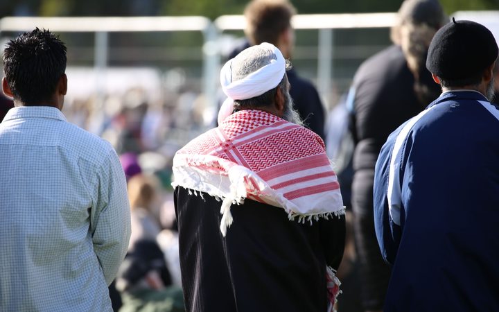 Muslim man at the national remembrance service in Christchurch.