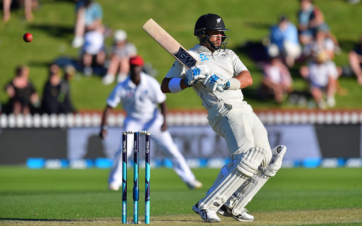 Ross Taylor bats during the first day of the first Test between New Zealand and the West Indies at the Basin Reserve in Wellington.