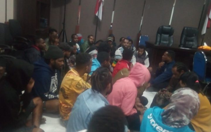 The protesters were arrested and held in the Surabaya police station.