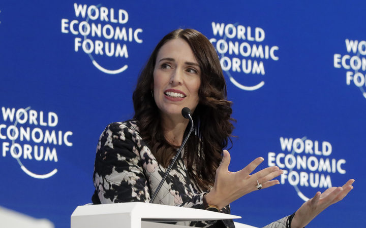 Prime Minister Jacinda Ardern speaks during the Safeguarding the planet session at the World Economic Forum in Davos, Switzerland.
