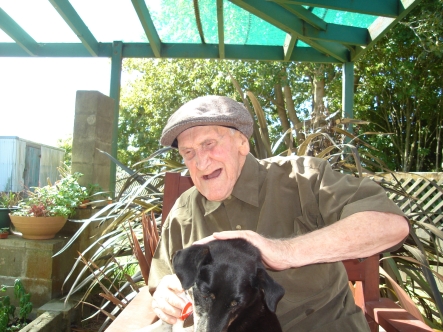 86 year old Walter Holmes, with best mate Jack.