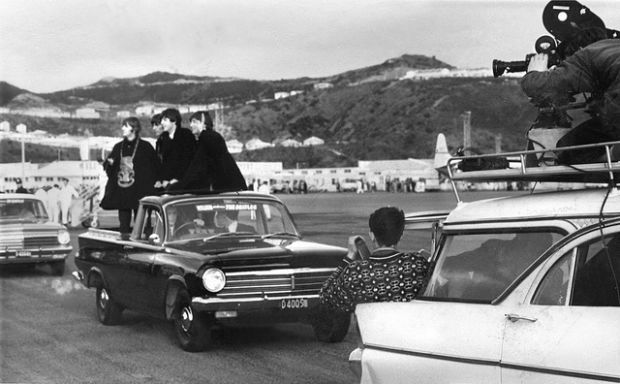 Beatles at Wellington Airport June via Archives NZ CC