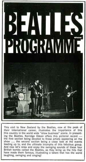 Beatles in NZ Tour programme inside intro page