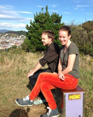 Kemi Whitwell Lefy and Niko Leydon admire their picnic view from Rolleston Heights cropped