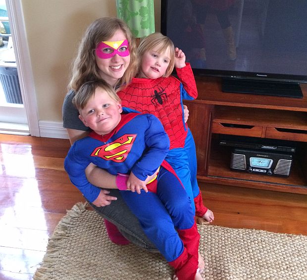 Au Pair Franziska Paenke hangs out with her little heroes