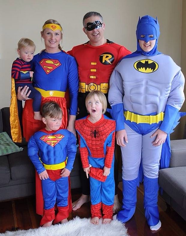 The Larsen Family celebrate a family birthday super hero style