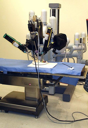 Medical Robot Laparoscopic robotic surgery machine CC BY SA Nimur