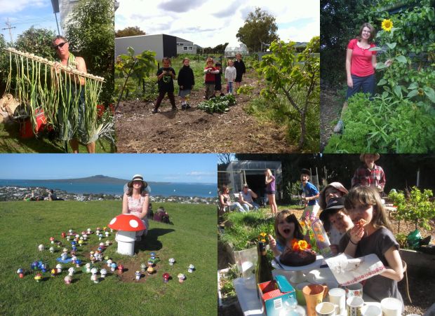 Collage of photos from community gardens