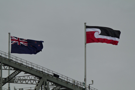 Tino rangatiratanga flag on Harbour Bridge