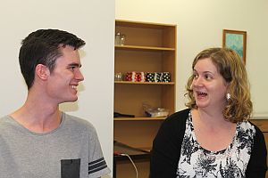 Waitemata Law Volunteer law student Simon Lamain and centre lawyer Kirsty Broderick