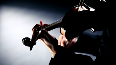 stock footage the violinist musician playing violin on dark background