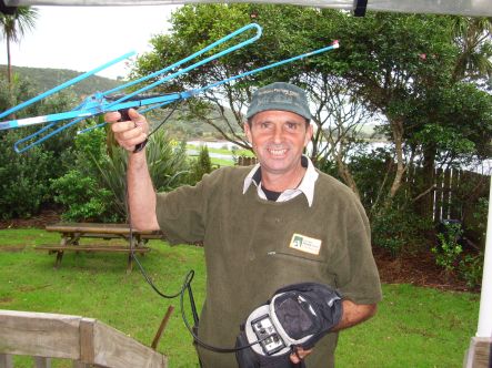 Kiwi Park Ranger Maurice Puckett testing his transmitter small