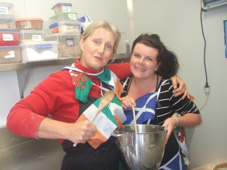 Celtic cuisine Irish woman Meg and Scottish lass Kerry getting down and dirty for the RWC small