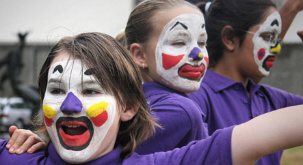 Facepainted performers in Palmerston North