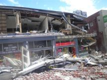 Collapsed shops in Christchurch's centre after February earthquake