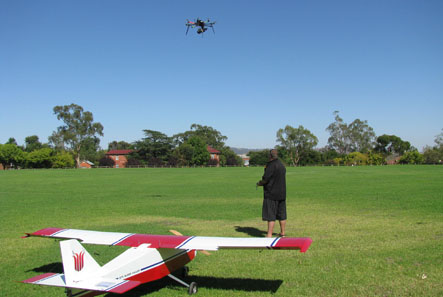 Remy Dehaan controlling an unmanned aerial vehicle