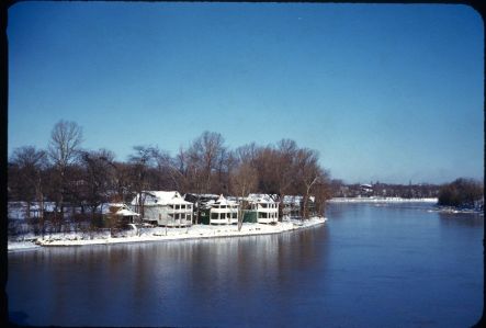 Mike Martin Smith All States Boat houses on Genessee River from Elmwood Ave Bridge in Winter